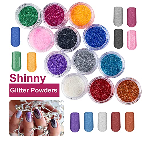 Nail Kit Set Professional Acrylic with Everything, 12 Glitter Acrylic Powder Kit Nails Art Tips Decoration, DIY Nail Art Tool and Supplies for Beginners