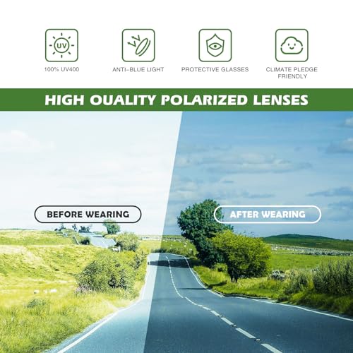 Fanshen Sports Polarized Sunglasses Men - Wrap Around Mens Sunglasses for Mens Womens Cycling Running UV Protection (Matte Brown/Brown)