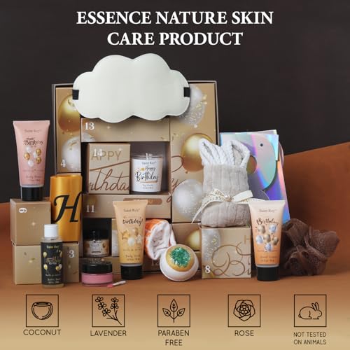 Birthday Gifts for Women & Men，Happy Birthday Surprise Box, 14pcs Luxury Spa Gifts, Gift Box for Mens Unique with Hand Cream, Holiday Advent Calendar, Skin Care Gift Sets for birthday