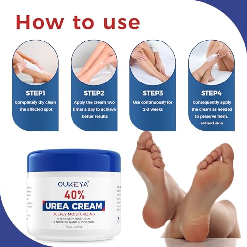 OUKEYA Urea Cream 40 Percent for Feet Maximum Strength,Foot Cream for Dry Cracked Heels and Feet,Urea Moisturizer,Foot Repair Cream,Foot and Hand Cream,5.29 oz