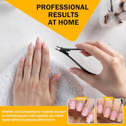 BEZOX Cuticle Cutters for Nails - Precision Half Jaw Cuticle Clippers, Stainless Steel Cuticle Trimmer for Manicure and Pedicure, Professional Cuticle Remover Tool - Black