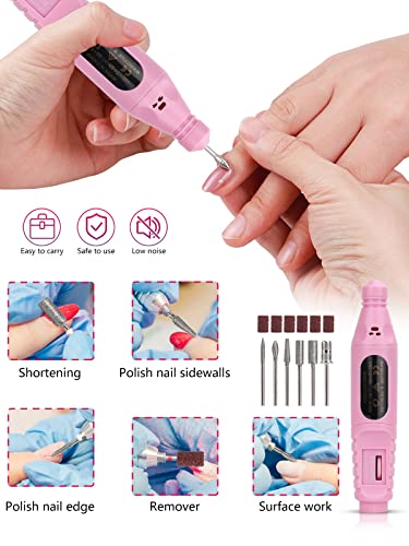 42 Colors Acrylic Nails Kit with Drill and UV Light - Acrylic Nail Powder, Glitter and Monomer Liquid Kit with Storage Bag, 5PCS Practice Fingers