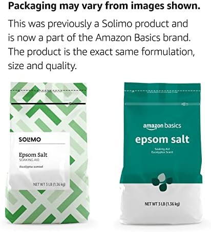 Amazon Basics Epsom Salt Soaking Aid, Eucalyptus Scented, 3 Pound (Pack of 6) (Previously Solimo)