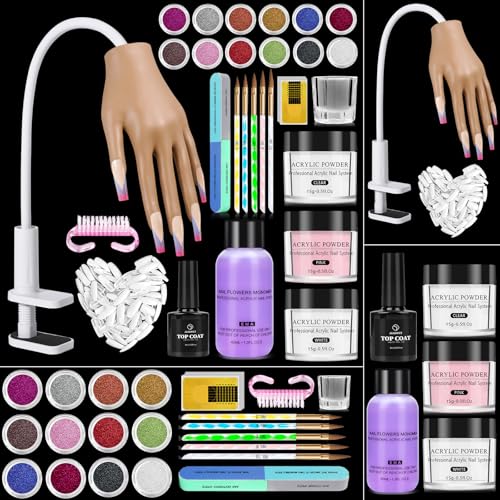 Practice Hand for Acrylic Nails Kit: Fake Silicone Hands Nail Mannequin Hand for Nail Extensions Nail Caving - Flexible Practice Nails Hand Set for Beginner Salon Home