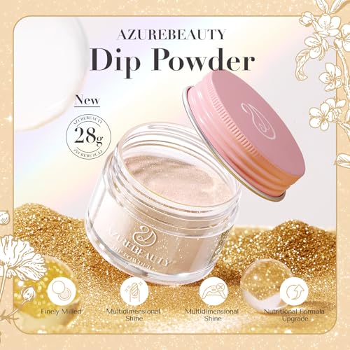 AZUREBEAUTY Nude Nail Dip Powder Colors 28g/1oz Dipping Powder Glitter 2X Shining Glitter French Art Starter Manicure Beginner DIY Salon Home Gift Long Lasting Dip Nail Powder