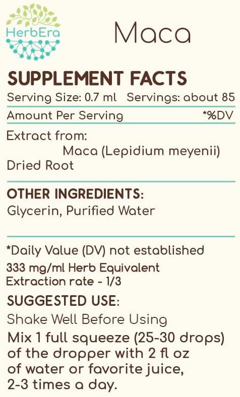Maca B60 Alcohol-Free Herbal Extract Tincture, Super-Concentrated Maca (Lepidium Meyenii) (2 fl oz)
