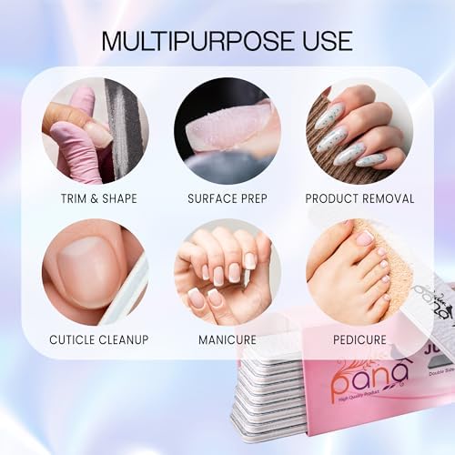 PANA Jumbo Double-Sided Emery Nail File for Manicure, Pedicure, Natural, and Acrylic Nails - Zebra (Grit 80/80) - 50 Piece Pack