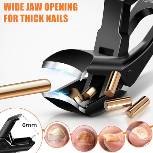 Angled Head Nail Clippers for Seniors Thick Nails,Toenail Clippers for Men with Wide Opening Heavy Duty ToeNail Clippers with Catcher No Splash Fingernail Clipper Nail Cutter Trimmer Gifts for Men