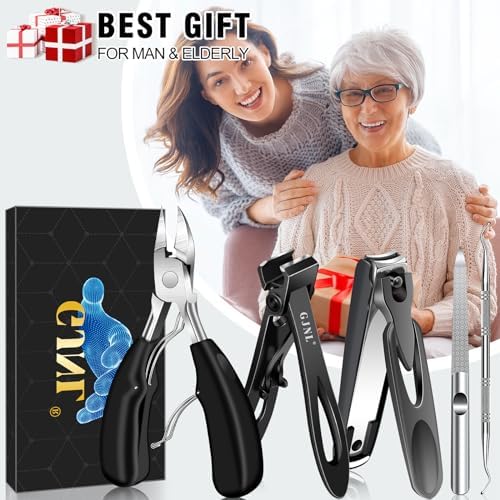 Toenail Clippers for Seniors Thick Nails - 17mm Wide Jaw Nail Clippers for Men, 37mm Heavy Duty Toe Nail Cutter, No Splash Nail Clippers w Catcher for Women