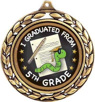 Graduation Medals - 2 1/2" Laurel Wreath 5th Grade Graduation Medal - Great Graduate Awards for Kids 5 Pack Prime