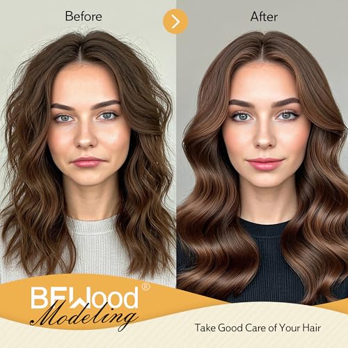 BFWood Round Brush for Blow Out, 1.2 Inch Natural Wooden Boar Bristle Hair Brush for Blow Drying, Curling, Styling & Volume