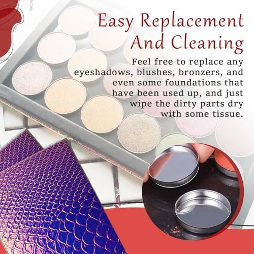 2 Packs Magnetic Makeup Palette Empty - Large Mermaid Palette with Mirror - Magnetic Palette for Storage & Travel