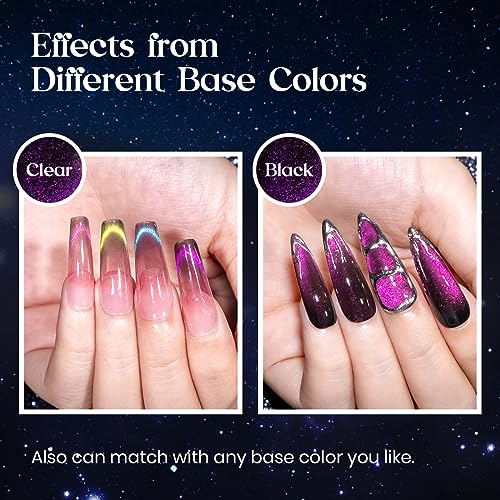 MIZHSE 8 Colors 9D Cat Eye Gel Nail Polish, Upgraded Magnetic Gel Polish Kit with Magnet Stick, Galaxy Chameleon Effect Silky Cat Eye Nail Polish Soak Off Nail Art Salon Manicure Home Ladies Gift