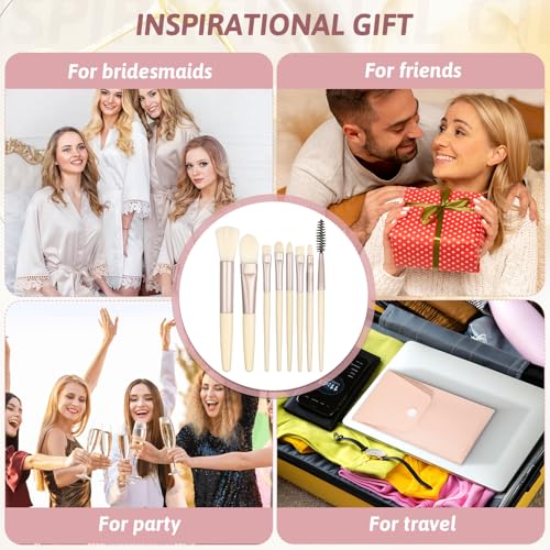 8 Sets Makeup Brushes Bulk Travel Size Make up Brush Set for Wedding Bridal Shower, Bachelorette Party Bridesmaid Gift Favors, Mini Face Eyeshadow Blush Eyebrow Liner Mascara Brushes Set