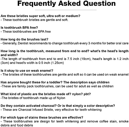 Black Charcoal Toothbrush Ultra Soft for Sensitive Gums - Teeth Whitening Brush for Adults & Children [Extra Family Pack] Super Soft Tip Bristles