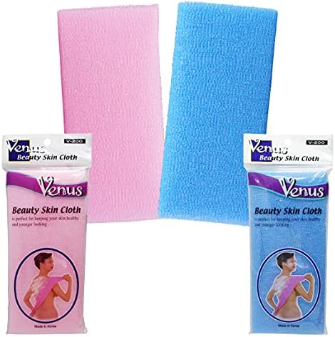 Bath Shower Exfoliating Towel Cloth Nylon Mesh Korean Loofah Scrub Washcloth Back Scrubber, Assorted Colors (8 Pack)