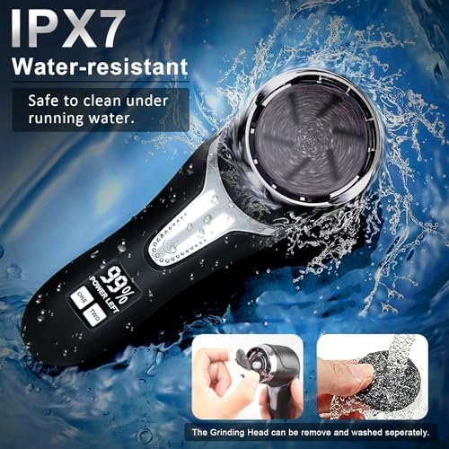 Electric Callus Remover for Feet (with Dander Vacuum), Portable Pedicure Kit Foot File Callus Remover, Rechargeable Waterproof Foot File for Foot Care Deadskin Remover with 9Head&LCD Display