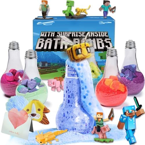 Bath Bombs for Kids: Bath Bombs with Toys Inside, Organic Bath Bomb Rich in Natural Essential Oils, Kids Bath Bomb Gift Set for Dry Skin Moisturize, Kid Bath Toys (6 Pcs)