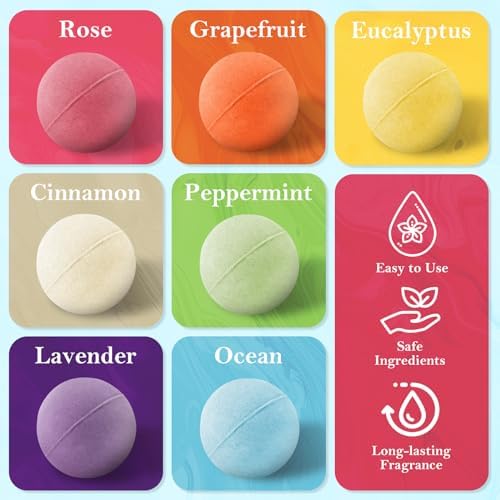 Mother's Day Bath Bombs Set, 7 Packs Bubble Fizzies Relaxation with Shea Butter, Dry Skin Moisturize, Birthday, Idea for Women, Wife, Girlfriend