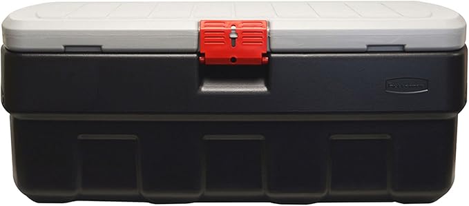 Rubbermaid 48 Gallon Black Action Packer Lockable Latch Indoor and Outdoor Storage Box Container for Home, Garage, Backyard, Single