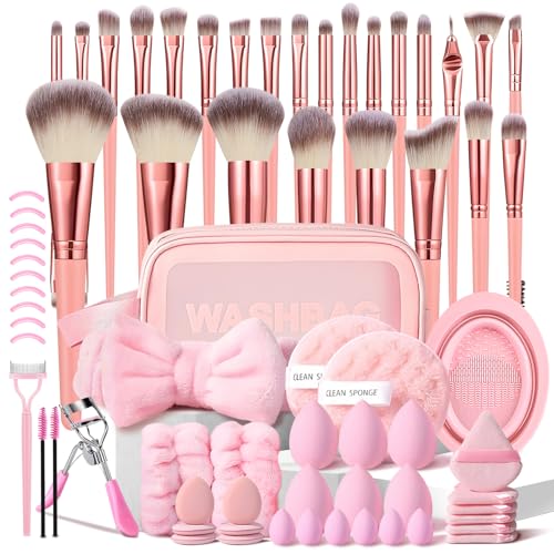 70Pcs Pink Makeup Brushes Set Professional Makeup Kit Multi-functional Makeup Tool Set with Case Facial Makeup Accessories, Foundation Makeup Brush Kit Eye and Face Make up Brushes & Tools