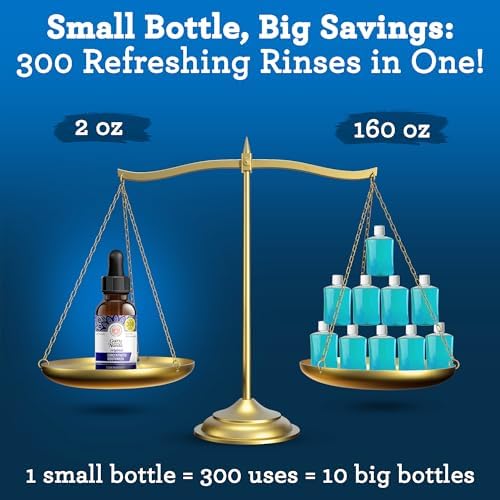 GuruNanda Concentrated Mouthwash (3x2 fl oz), Supports 300 Rinses, Aids in Fresh Breath, Fluoride-Free, Mint Mouthwash with Natural Essential Oils