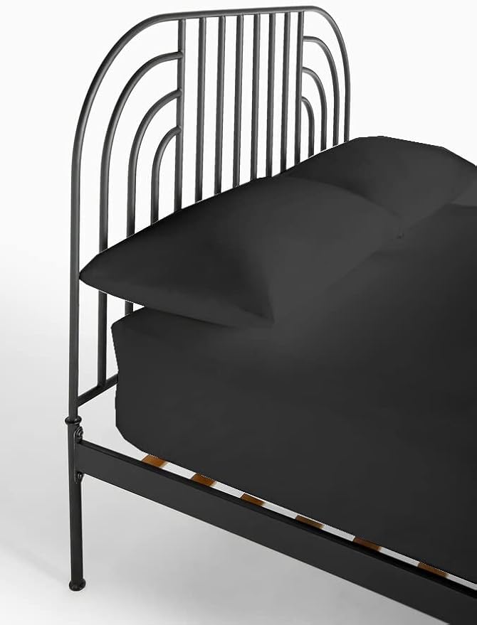 4-PC Cot Sheets, 30x75, 100% Cotton Fitted - Perfect for Narrow Twin/RV Bunk/Camping Cot/Guest Bed Replacement, Fits Upto 4-8" Deep Mattress - Charcoal Solid