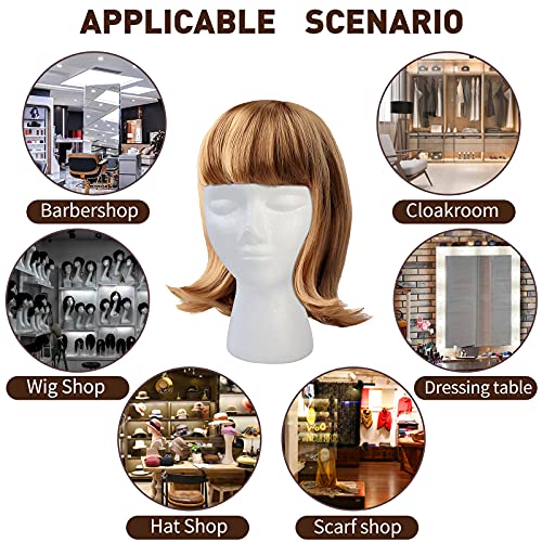 BALABALA 3 Pcs Foam Wig Head, Female Styrofoam Mannequin Hairpieces Stand Holder Cosmetics Model Head Wig Display for Style, Model, Display Hair, Hats, Hairpieces, Mask , Salon and Travel