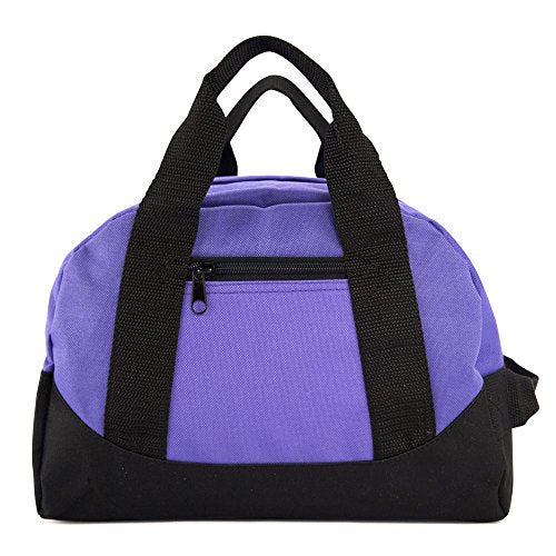 Dalix 12" Mini Two Tone Duffle Bag in Purple and Black