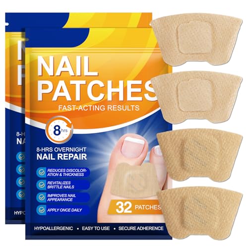 Toenail Treatment Extra Strength-8-Hrs Overnight Nail Repair,ingrown toenail treatment,Strengthens Brittle Nails,Improves Texture & Thickening Hypoallergenic Easy (2 pack 64 Patch)