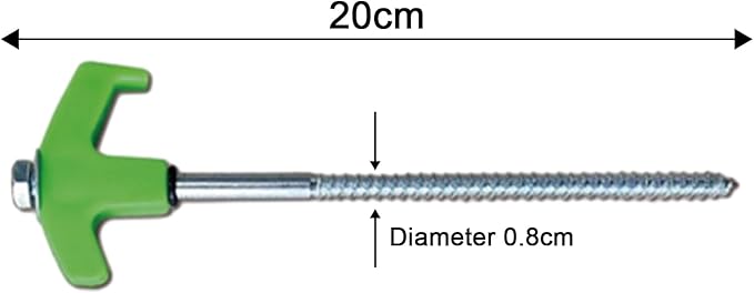 8" Screw in Tent Stakes - Ground Anchors Screw in, Screw in Tent Stakes Heavy Duty, Tent Pegs Camping Stakes, Metal Threaded Tent Spikes, Screw Tent Stakes with Hex Sleeves (8Pcs Green)