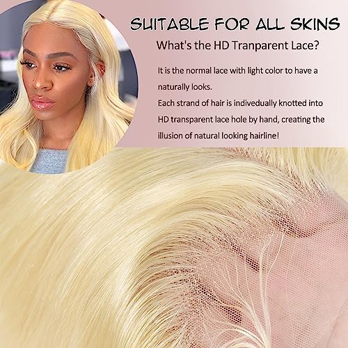 Alimubi 613 13x6 Lace Front Wig Human Hair 200 Density 613 Lace Front Wig Human Hair 30 Inch Body Wave Blonde Wig Human Hair（30 Inch）