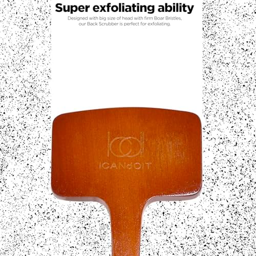 Exfoliation Set-17.71 Inch Boar Bristles Back Scrubber Bath Brush,Shower Brush with No-Slip Curved Handle,Dual-Sided Face Exfoliation Glove