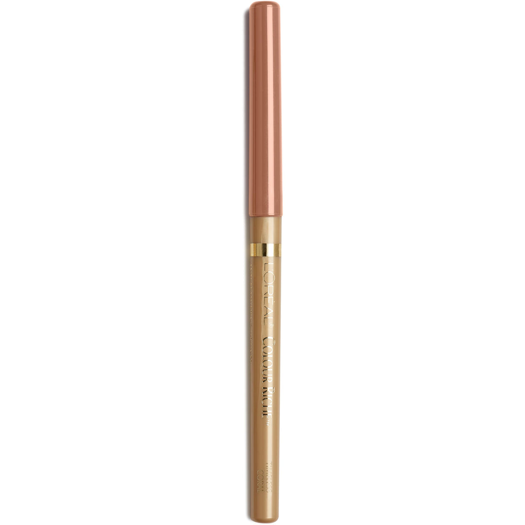 L'Oreal Paris Colour Riche Lip Liner Pencil, Creamy Lip Liner with Omega 3 and Vitamin E, 760 Timeless Coral (Peach Coral)