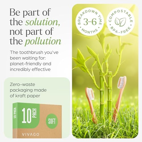 Bamboo Toothbrushes Bulk Soft Bristles (50 Pack) - Eco-Friendly, Natural Wooden Toothbrush