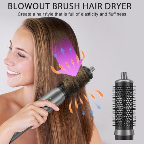 AOMEES Professional Hot Air Styler & Drying System, 6 in 1 Powerful Hair Dryer Brush • Styling Without Heat Damage, with Air Curler, Hair Dryer, Volumizer Brush, Hair Straightener Brush, Smooth Comb