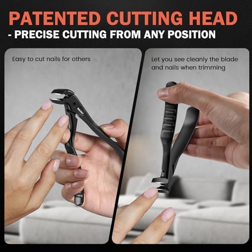BEZOX Toenail Clippers for Seniors – Upgraded Long Handled Curved Head Toe Nail Clippers for Thick Nails for Elderly - Black