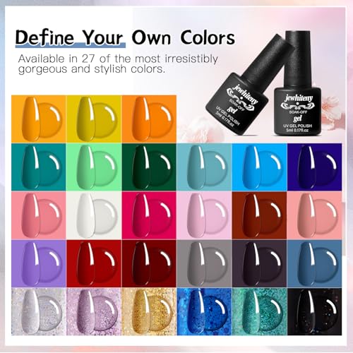 JEWHITENY 27 Colors Nail Polish Kit with U V Light, U V LED Nail Dryer Lamp Curing Gel Nail Polish Set Popular Gel Polish Set DIY at Home, Nail Manicure Tools
