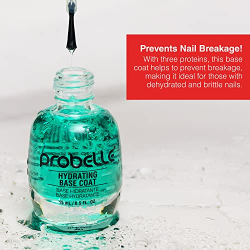 Probelle Hydrating Base Coat for Dry and Brittle Nails, Instant Moisturizer, Nourishes and Soothes Nails with a Healthy Glow, Extends Polish Life, Ideal for Dehydrated, Rough, Breaking Nails