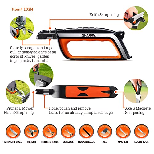 SHARPAL Pocket Knife Sharpener & Garden Tool Sharpener, Sharpening Straight and Serrated Knives, Lawn Mower Blade, Axe, Pruners, Shears, Scissors, Combo Gift Pack w/Greeting Card