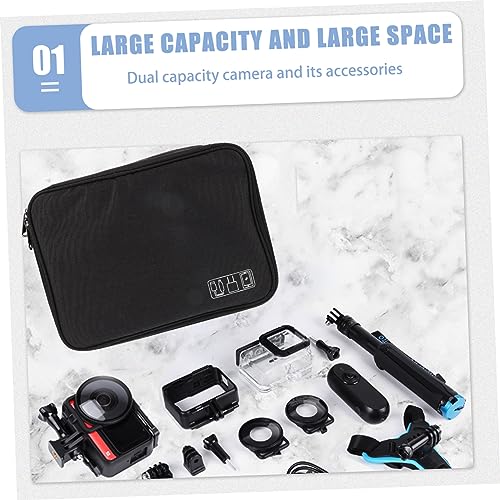 HEMOTON Multipurpose Electronic Products Storage Bag with Three Layers, Earphone and Data Cable Organizer Pouch Travel Carry Case, Black