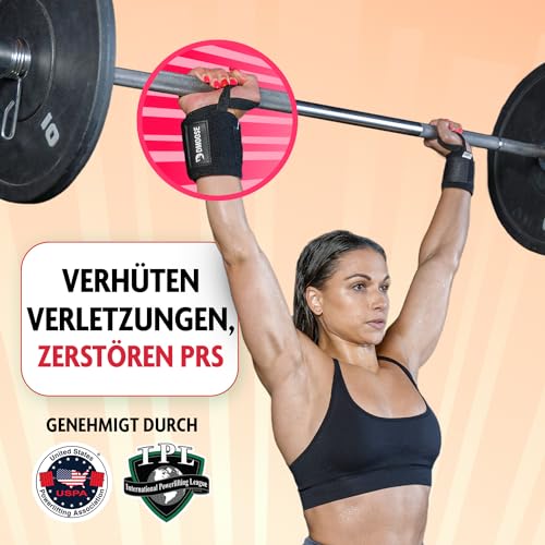 DMoose Lifting Wrist Wraps 12 and 18 Inches Thumb Loops with Wrist Support for Workouts Powerlifting Wrist Straps for Weight Lifting Red Stripes I