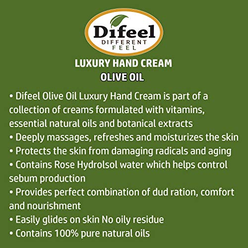 Difeel Hand Cream with Olive Oil with Vitamin E, Natural Oil and Botanical Extracts 1.5 Ounce