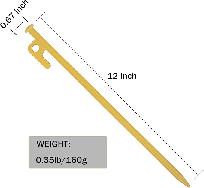 8 Pack Tent Stakes Heavy Duty 12 inch Steel Tent Pegs for Camping Unbreakable and Inflexible