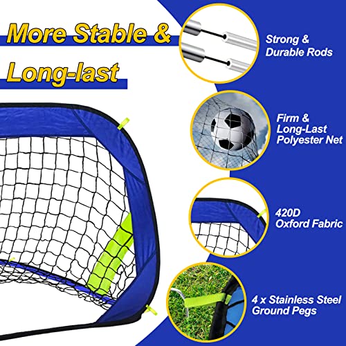 EVERRUSH Soccer Goal Pop Up Kids Toddler Soccer Goals Nets for Backyard Beach Soccer Training Net Mini Portable Foldable Football Goal Indoor Outdoor Lightweight Practice Soccer Net with Carry Bag