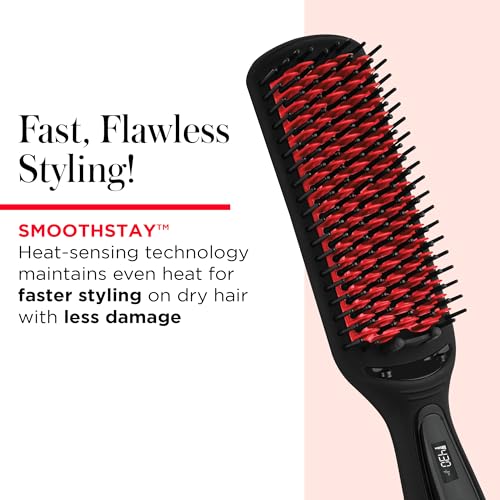 REVLON SmoothStay XL Hair Straightener - Heated Straightening Brush for Silky & Straight Long-Lasting Results, Locks in Moisture with Reduced Static & Frizz