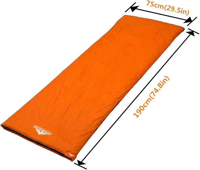 AGEMORE Ultralight Warm Weather Envelope Sleeping Bag, Lightweight Waterproof Compact Sleeping Bag, for Spring Summer & Fall, 75’’L X 30’’W Fit for Kids Teens Or Adults Outdoor Camping & Backpacking