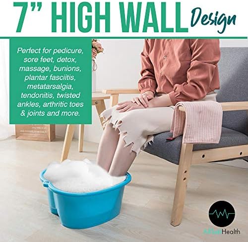 AllSett Health Foot Soaking Bath Basin – Large Size for Soaking Feet | Pedicure and Massager Tub for at Home Spa Treatment | Callus, Fungus, Dead Skin Remover, Blue
