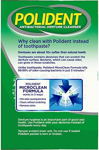 Polident 3 Minute, Antibacterial Denture Cleanser 120 ea (Pack of 2)