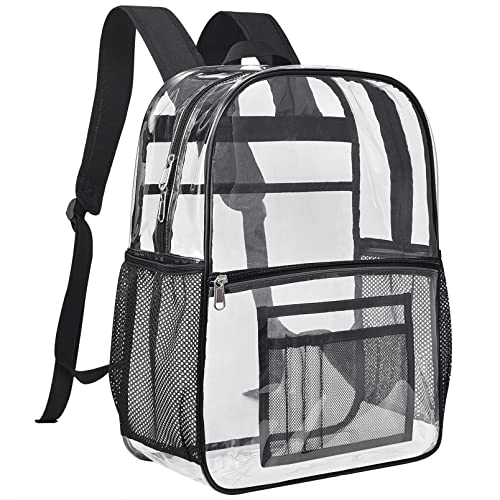 USPECLARE Clear Backpack Heavy Duty, See Through Backpack Transparent Bag for Girls &Boys, Clear School Backpack for College, Sports, Work (Large)